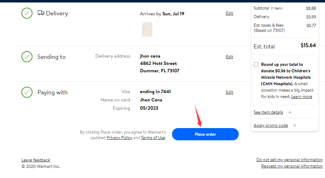 沃尔玛walmart使用虚拟信用卡下单测评购物,保姆级教程