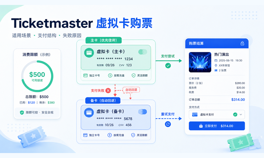 Ticketmaster 虚拟卡购票值得准备吗：适用场景、支付结构与常见失败原因