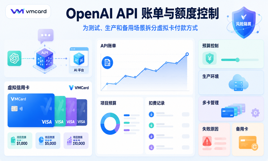 OpenAI API 虚拟信用卡怎么用:开发者账单、额度与扣费失败排查